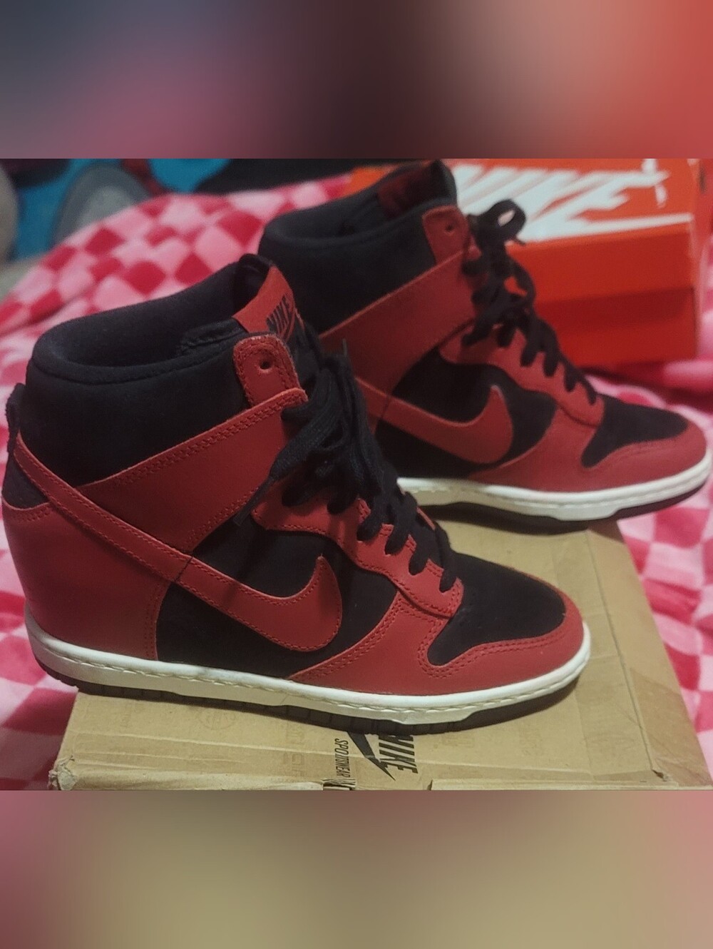 Nike Women’s Mid-Top Sneakers in Red and Black